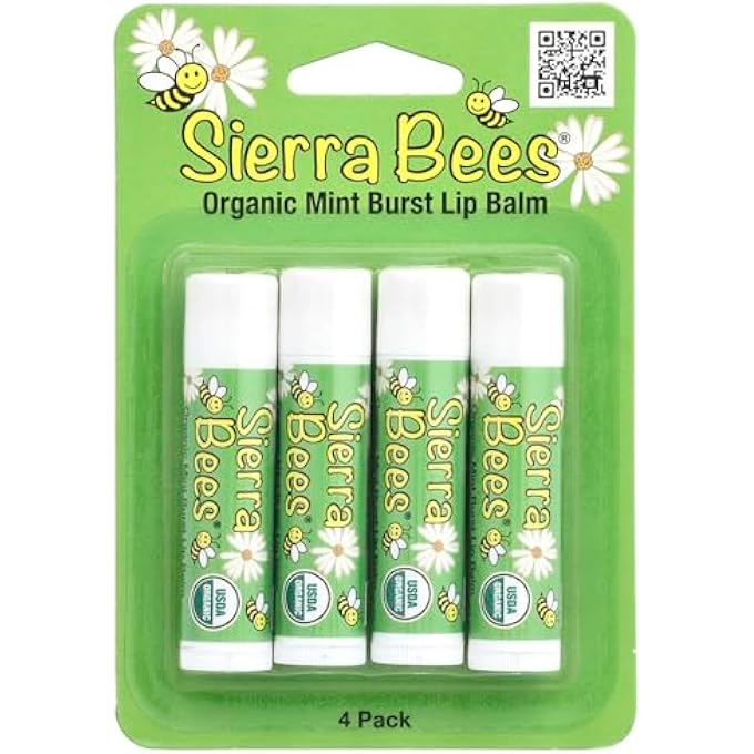 Sierra Bees ORGANIC LIP BALMS, MINT BURST, 4 PACK, 0.15 OZ (4.25 G) EACH - Image 2